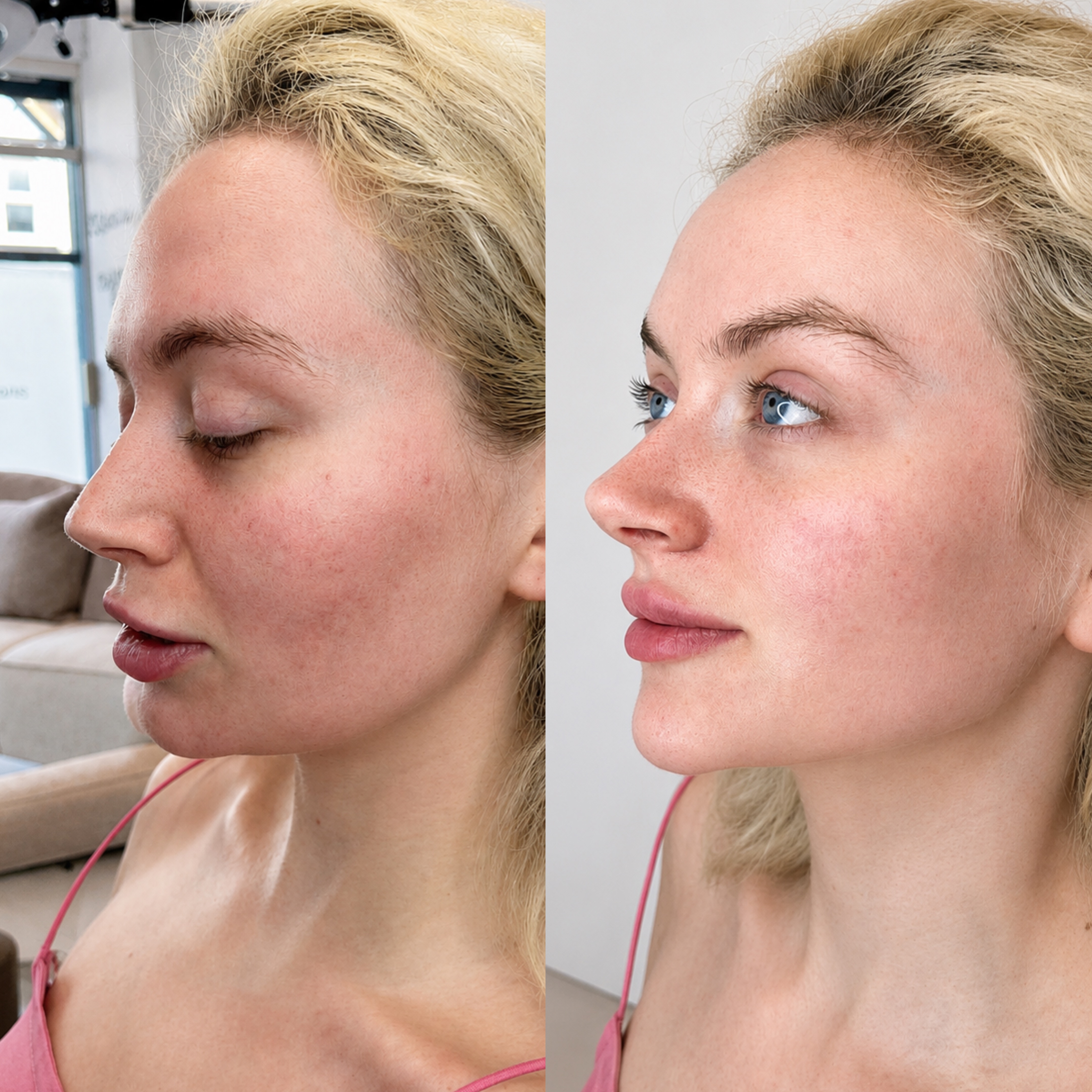 Editorial side profile photograph emphasising the jawline and neck